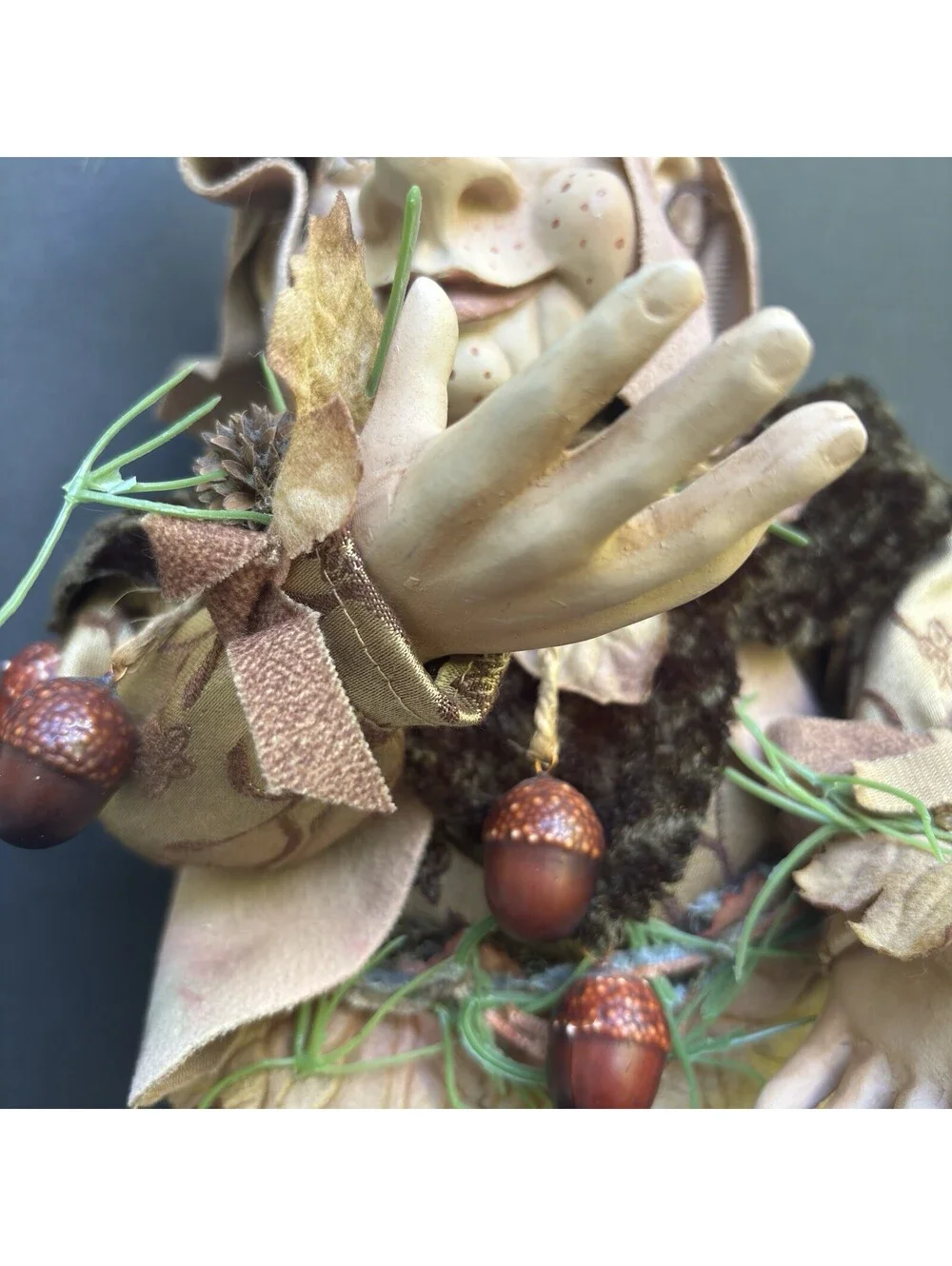 Vintage Elf Fairy Acorn Fall Autumn Troll Gnome Christmas Ornament Folk Art